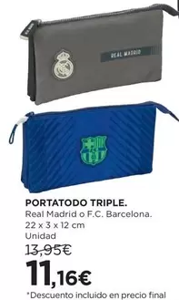 Oferta de Real Madrid - Portatodo Triple por 11,16€ en Hipercor