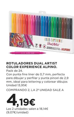 Oferta de Alpino - Rotuladores Dual Artist Color Experience por 13,95€ en Hipercor