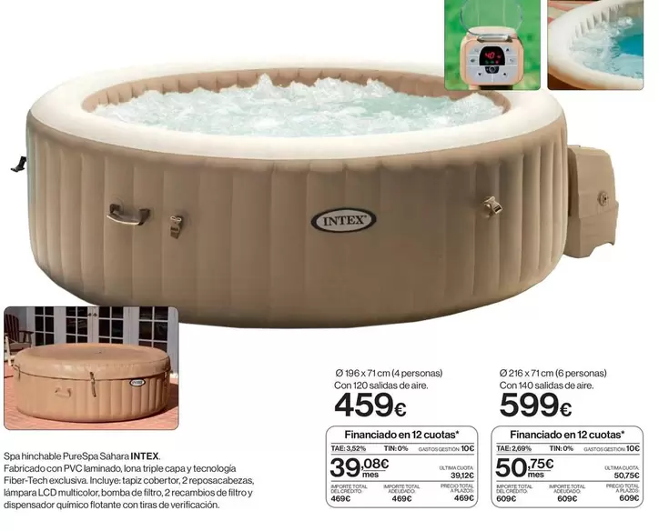 Oferta de Intex - Spa Hinchable PureSpa Sahara por 459€ en Hipercor