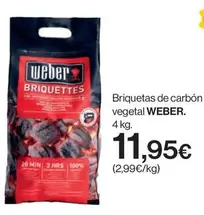 Oferta de Weber - Briquetas De Carbón Vegetal por 11,95€ en Hipercor