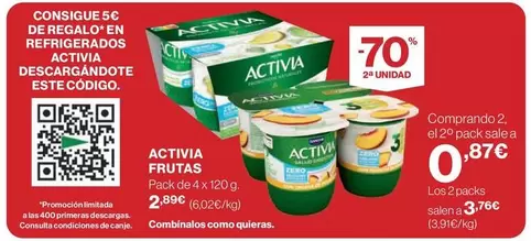 Oferta de Danone - Activia Frutas por 2,89€ en El Corte Inglés