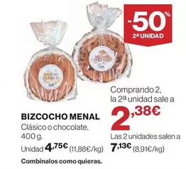 Oferta de Menal - Bizcocho Menal por 4,75€ en El Corte Inglés