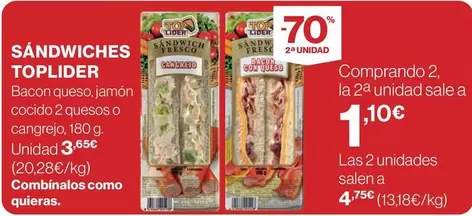 Oferta de Toplider - Sandwiches por 3,65€ en El Corte Inglés