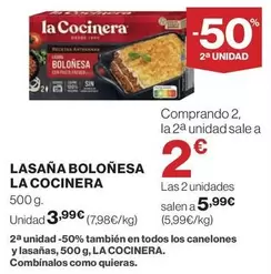 Oferta de La Cocinera - Lasana Bolonesa por 3,99€ en El Corte Inglés