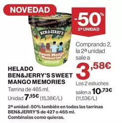 Oferta de Mango - Helado Ben&Jerry's Sweet Mango Memories por 7,15€ en El Corte Inglés