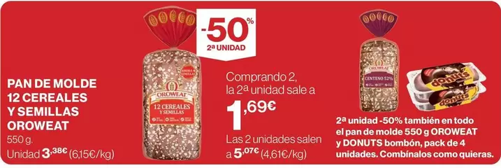 Oferta de Oroweat - Pan De Molde 12 Cereales Y Semillas por 3,95€ en El Corte Inglés