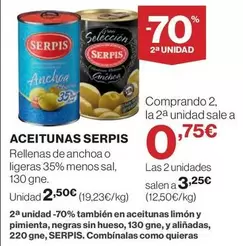Oferta de Serpis - Aceitunas por 2,5€ en El Corte Inglés