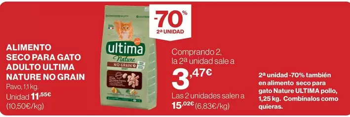 Oferta de Affinity - Alimento Seco Para Gato Adulto Ultima Nature No Grain por 11,45€ en El Corte Inglés