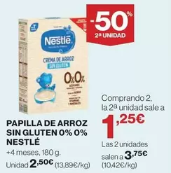 Oferta de Nestlé - Papilla De Arroz Sin Gluten 0% 0% por 2,5€ en El Corte Inglés