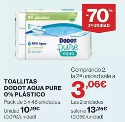 Oferta de Dodot - Toallitas Aqua Pure 0% Plástico por 10,19€ en El Corte Inglés