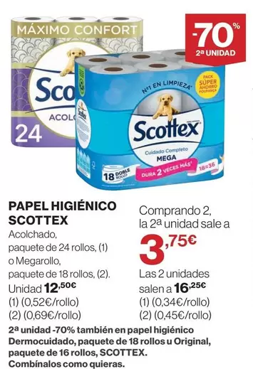 Oferta de Scottex - Papel Higiénico por 12,5€ en El Corte Inglés