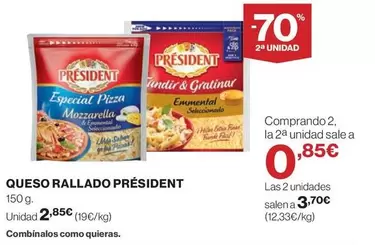 Oferta de Président - Queso Rallado por 2,85€ en El Corte Inglés