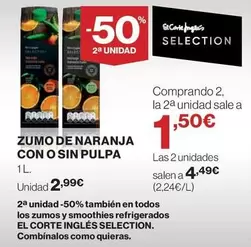 Oferta de El Corte Inglés - Zumo De Naranja Con O Sin Pulpa por 2,99€ en El Corte Inglés