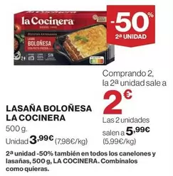 Oferta de La Cocinera - Lasana Bolonesa por 3,99€ en El Corte Inglés