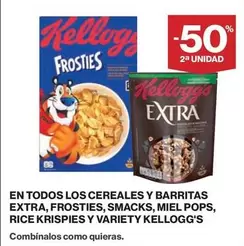 Oferta de Kellogg's - En Todos Los Cereales Y Barritas Extra, Frosties, Smacks, Miel Pops, Rice Krispies Y Variety en El Corte Inglés