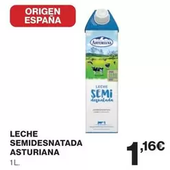 Oferta de La Asturiana - Leche Semidesnatada por 1,16€ en El Corte Inglés