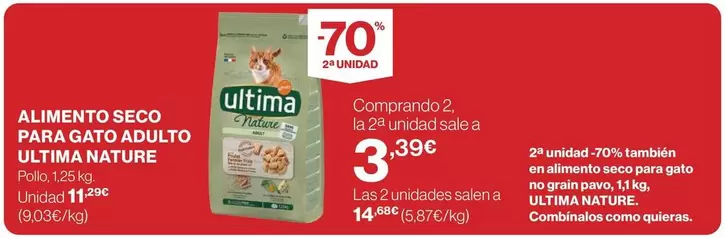 Oferta de Affinity - Alimento Seco Para Gato Adulto Ultima Nature por 11,95€ en El Corte Inglés