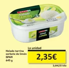 Oferta de Spar - Helado Tarrina Sorbete De Limon por 2,35€ en Economy Cash