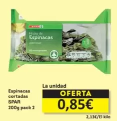 Oferta de Spar - Espinacas Cortadas por 0,85€ en Economy Cash