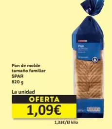 Oferta de Spar - Pan De Molde Tamano Familiar por 1,09€ en Economy Cash