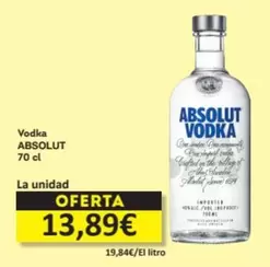 Oferta de Absolut - Vodka por 13,89€ en Economy Cash