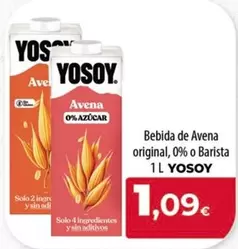 Oferta de Yosoy - Bebida De Avena Original, 0% O Barista por 1,09€ en SPAR Lanzarote