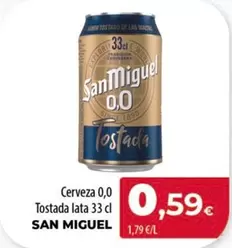 Oferta de San Miguel - Cerveza 0,0 Tostada por 0,59€ en SPAR Lanzarote