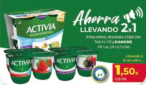 Oferta de Danone - Activia Enteros, Desnaturalo O Triple Zero por 2,99€ en Spar Tenerife