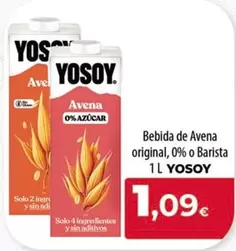 Oferta de YoSoy - Bebida De Avena Original, 0% O Barista por 1,09€ en Spar Tenerife