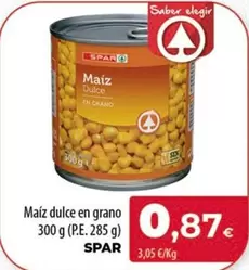 Oferta de Spar - Maiz Dulce En Grano por 0,87€ en Spar Tenerife