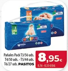 Oferta de Pasitos - Panales Pack T3/56 Uds. T4/50 Uds. T5/44 Uds. T6/27 Uds. por 8,95€ en Spar Tenerife