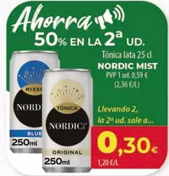 Oferta de Nordic Mist - Tonica Lata por 0,3€ en Spar Tenerife