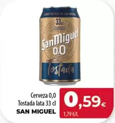 Oferta de San Miguel - Cerveza 0,0 Tostada por 0,59€ en Spar Tenerife