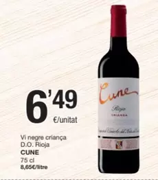 Oferta de Cune - Vi Negre Criança D.o. Rioja por 6,49€ en SPAR Fragadis