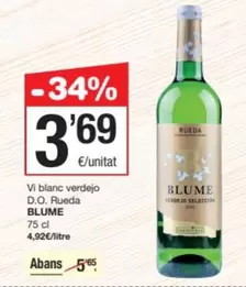Oferta de Blume - Vi Blanc Verdejo D.o. Rueda por 3,69€ en SPAR Fragadis