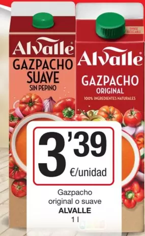 Oferta de Alvalle - Gazpacho Original O Suave por 3,39€ en SPAR Fragadis