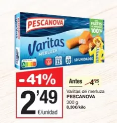 Oferta de Pescanova - Varitas De Merluza por 2,49€ en SPAR Fragadis