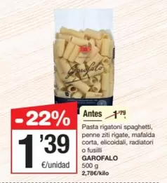 Oferta de Garofalo - Pasta Rigatoni Spaghetti por 1,39€ en SPAR Fragadis