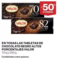 Oferta de Valor - En Todas Las Tabletas De Chocolate Negro Altos Porcentajes en Hipercor
