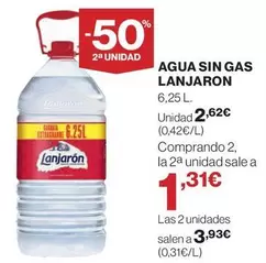 Oferta de Lanjarón - Agua Sin Gas por 2,62€ en Hipercor