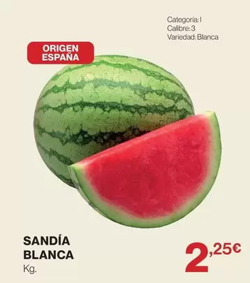 Oferta de Origen - Sandía Blanca por 2,25€ en Hipercor