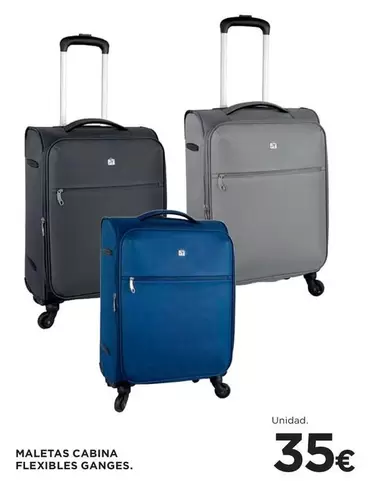 Oferta de Maletas Cabina Flexibles Ganges por 35€ en Hipercor
