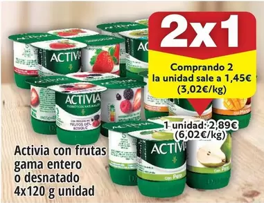 Oferta de Danone - Activia Con Frutas Gama Entero O Desnatado por 2,89€ en Froiz