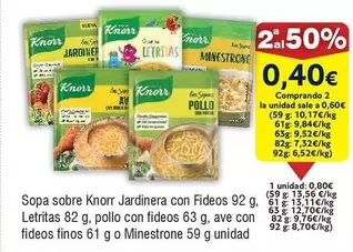 Oferta de Knorr - Sopa Sobre Jardinera Con Fideos por 0,8€ en Froiz