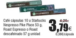 Oferta de Starbucks - Café Cápsulas 10 U Starbucks Nespresso por 3,79€ en Froiz