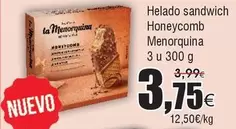 Oferta de La Menorquina - Helado Sandwich Honeycomb Menorquina por 3,75€ en Froiz