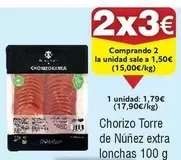 Oferta de Torre de Núñez - Chorizo Torre De Núñez Extra Lonchas por 1,79€ en Froiz
