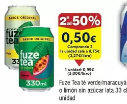 Oferta de Fuze Tea - Tea Te Verde/maracuya O Limon Sin Azucar Lata por 0,99€ en Froiz