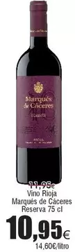 Oferta de Marqués de Cáceres - Vino Rioja Marques De Caceres por 10,95€ en Froiz