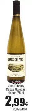 Oferta de Blanco - Vino Ribeiro Cepas Galegas por 2,99€ en Froiz